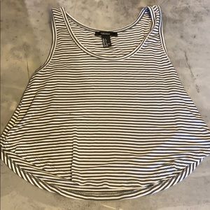 Dark Green Striped Crop Tank Top